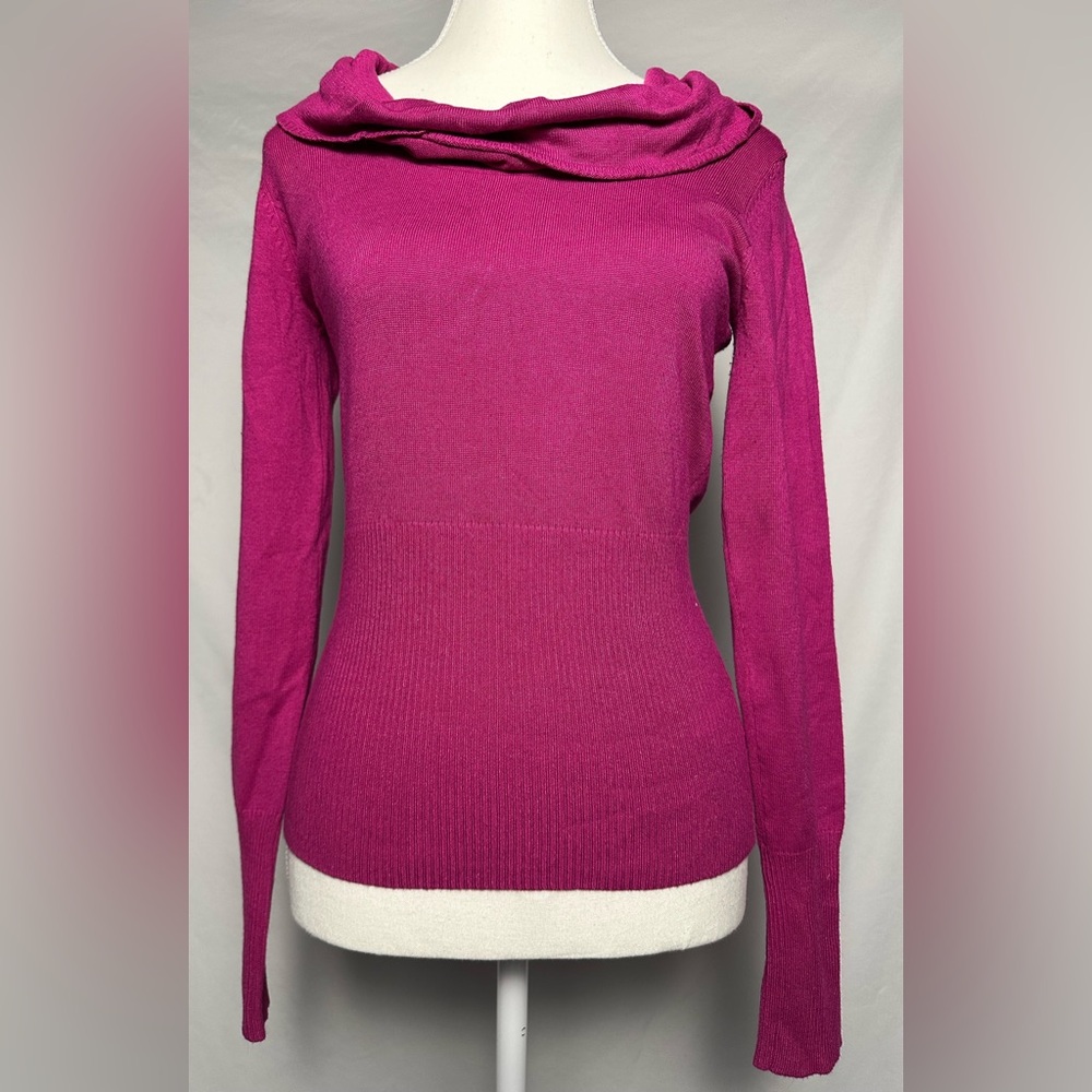 PINK ROSE Y2K Feminine Cowl Boat Neck‎ Long Sleeve Top Size M